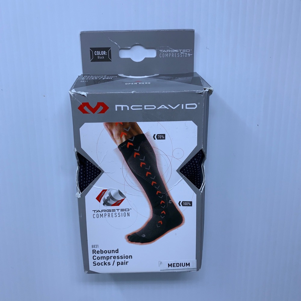 McDavid Unisex Medium Black 8831 Rebound Targeted Compression Socks NWT